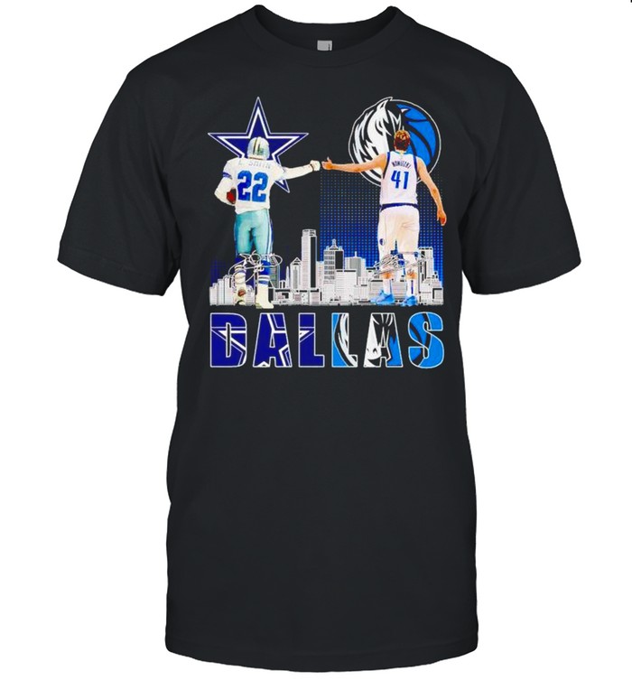 Dallas Cowboys And Dallas Mavericks Champion Smith And Nowitzki T-Shirt