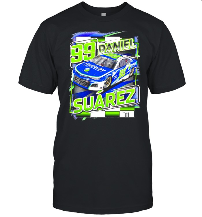 Daniel Suarez Checkered Flag Freeway Insurance T-Shirt Daniel Suarez Checkered Flag Freeway Insurance T-Shirt