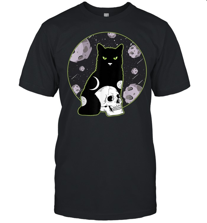 Demon Cats Moon & Skull Creepy Bad Evil Occult Black Cat T-Shirt