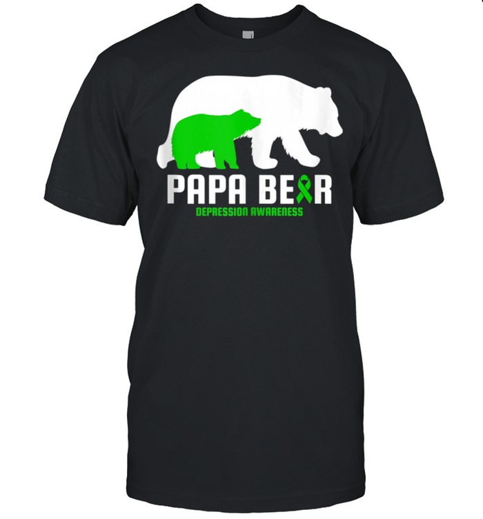 Depression Awareness Unhappiness Related Papa Bear Ribbon T-Shirt