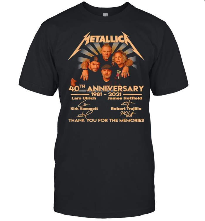 Design Vintage 40Th Anniversary Metallicas. Art Music Legend Thank For The Memories T-Shirt