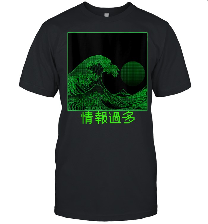 Digital Great Wave Off Kanagawa Computer Pixelated Japanese T-Shirt