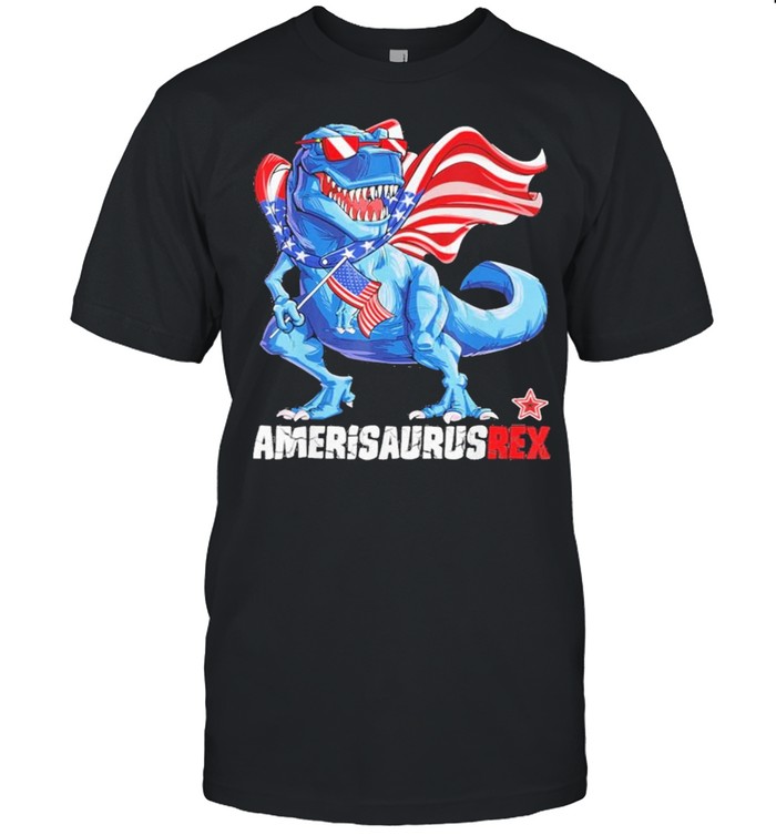 Dinosaur 4Th Of July Kids Boys Amerisaurus Rex American Flag T-Shirt
