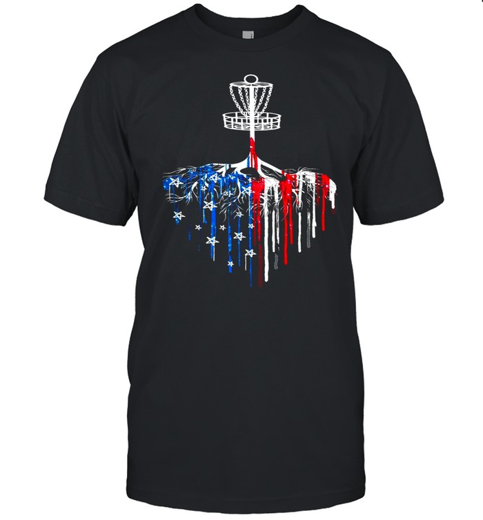 Disc Golf American Flag Bleeding T-Shirt