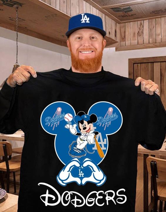 Disney Mickey Mouse Loves Los Angeles Dodgers Heart T-Shirt