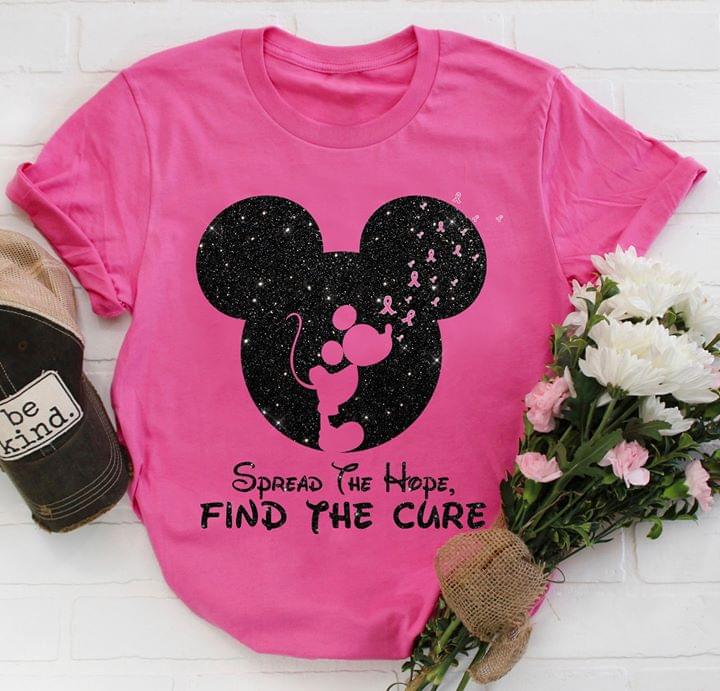 Disney Mickey Mouse Spread The Hope Find The Cure Breast Cancer Awareness T-Shirt Disney Mickey Mouse Spread The Hope Find The Cure Breast Cancer Awareness T-Shirt