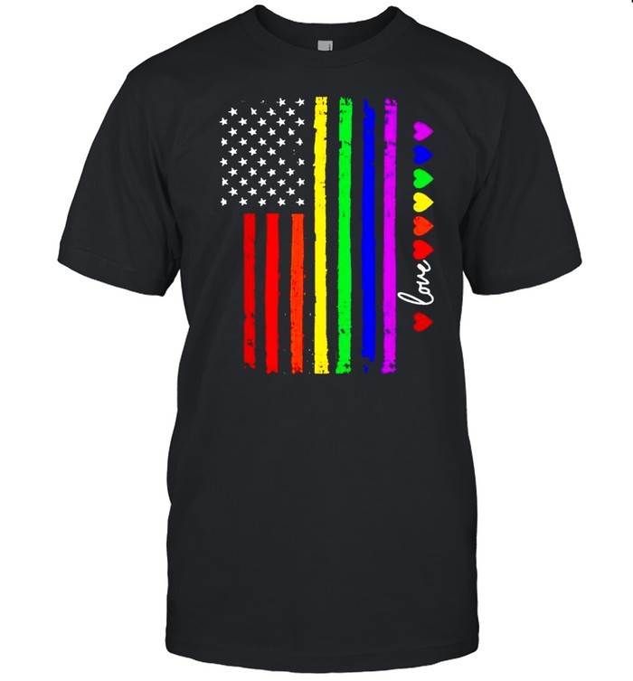 Diversity Rainbow America Flag Love T-Shirt