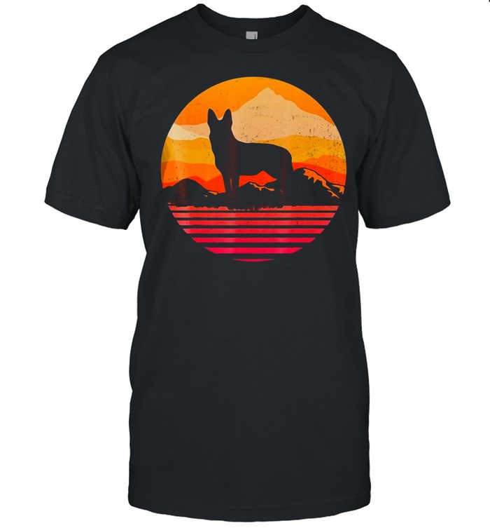 Dog German Shepherd Silhouette With Sun Mountain Vintage T-Shirt Dog German Shepherd Silhouette With Sun Mountain Vintage T-Shirt
