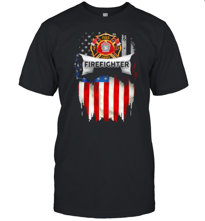 Fire Dept Firefighter American Flag T-Shirt