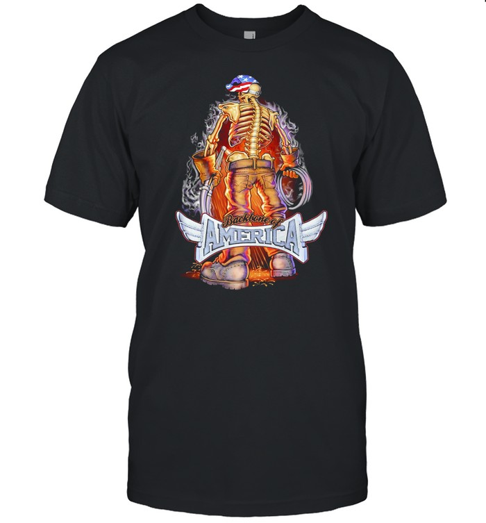 Fire Skull Backbone Of America T-Shirt