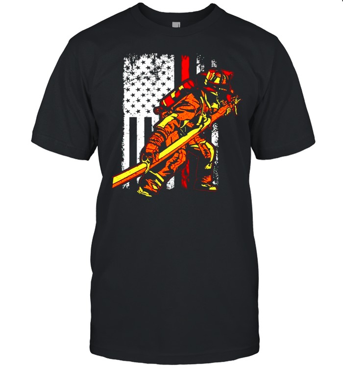 Firefighter American Flag Vintage T-Shirt