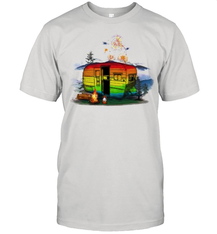 Fireworks Rainbow Camping T-Shirt