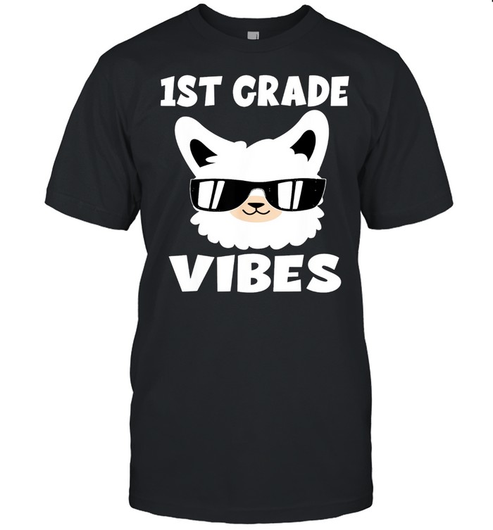 First Day School 1St Grade Vibes Llama Alpaca First Grade T-Shirt