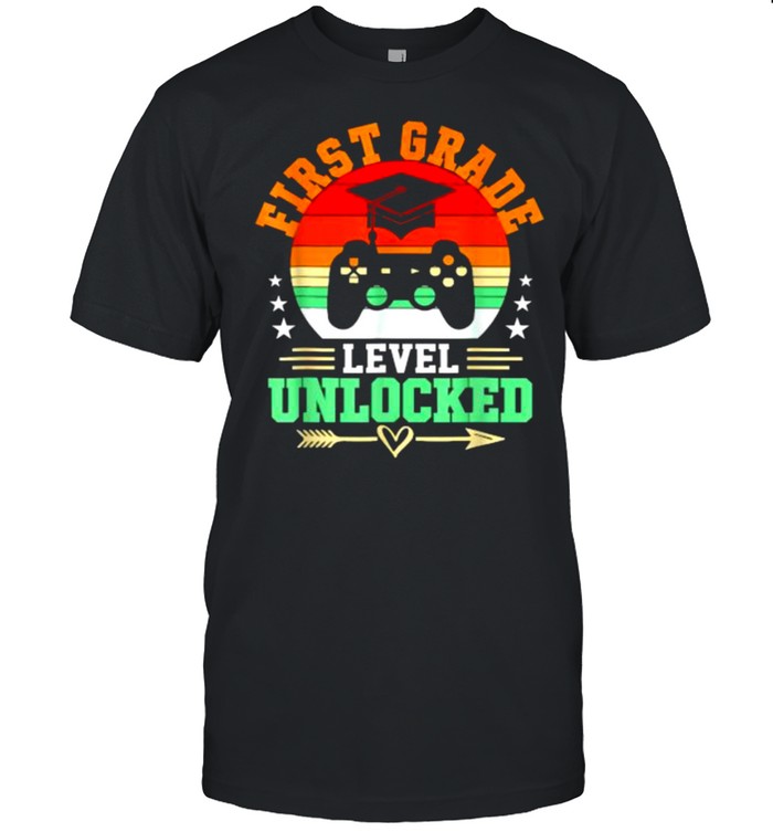 First Grade Level Unlocked Video Gamer Back To School Vintage T-Shirt First Grade Level Unlocked Video Gamer Back To School Vintage T-Shirt