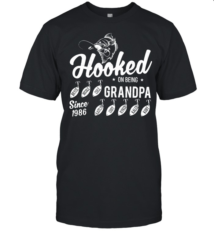 Fishing Hooked On Being Grandpa Since 1986 T-Shirt