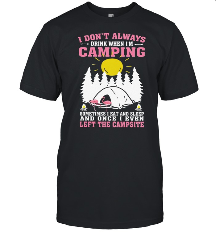 Flamingos I Dont Always Drink When Im Camping Sometimes I Eat And Sleep T-Shirt