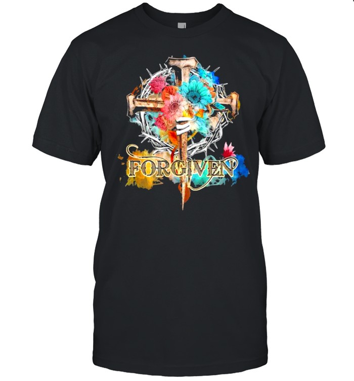 Forgiven Floral Christan Flower Cross T-Shirt