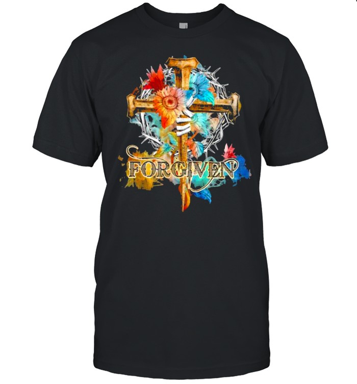 Forgiven Floral Christan Flowers Cross T-Shirt Forgiven Floral Christan Flowers Cross T-Shirt