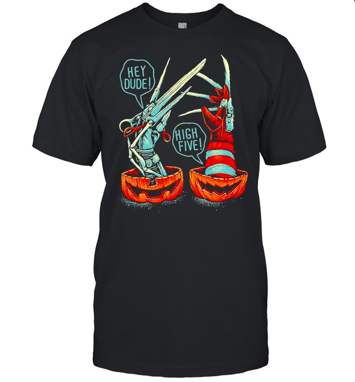 Freddy Krueger And Edward Scissorhands Hey Dude High Five T-Shirt Freddy Krueger And Edward Scissorhands Hey Dude High Five T-Shirt