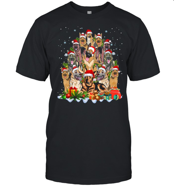 German Shepherd Dog Christmas Tree Cute Xmas T-Shirt
