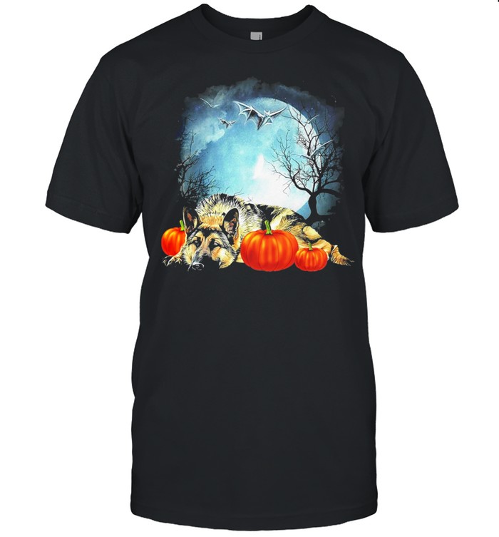 German Shepherd Moon Pumpkin Halloween T-Shirt