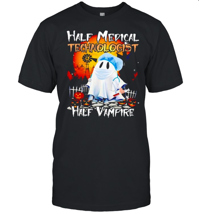 Ghost Half Medical Technologist Half Vampire Halloween T-Shirt