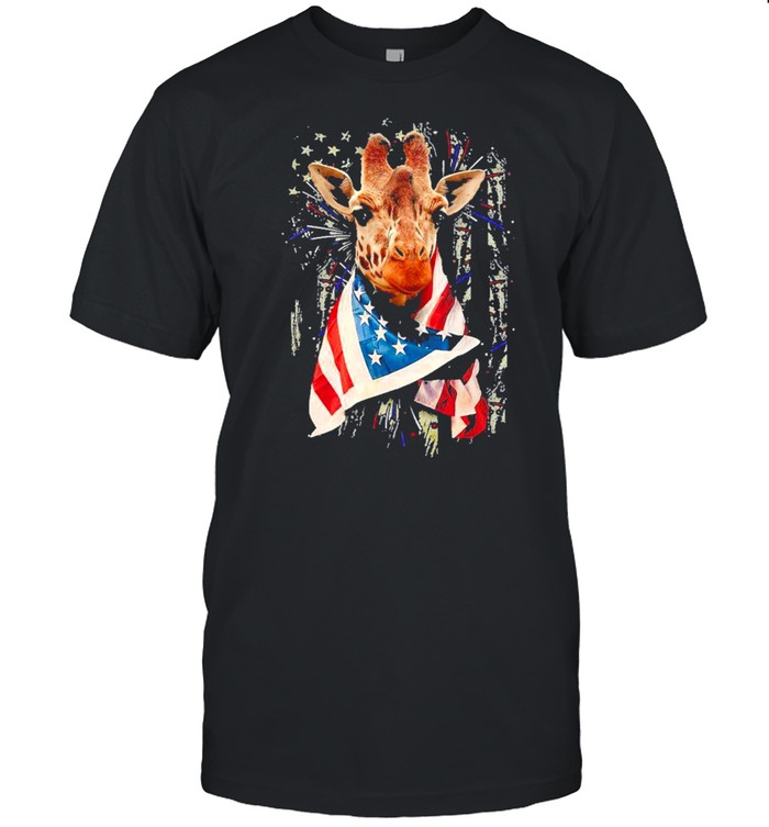 Giraffe Cool American Flag T-Shirt Giraffe Cool American Flag T-Shirt