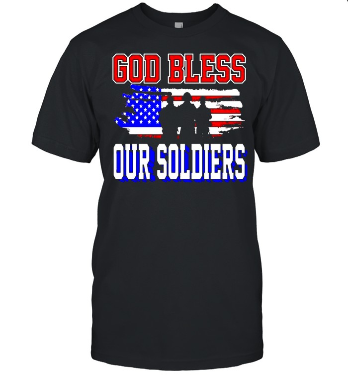 God Bless Our Soldiers American Flag T-Shirt