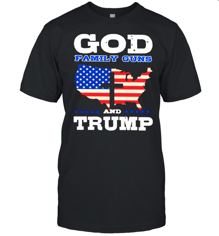 God Family Guns Trump American Flag T-Shirt