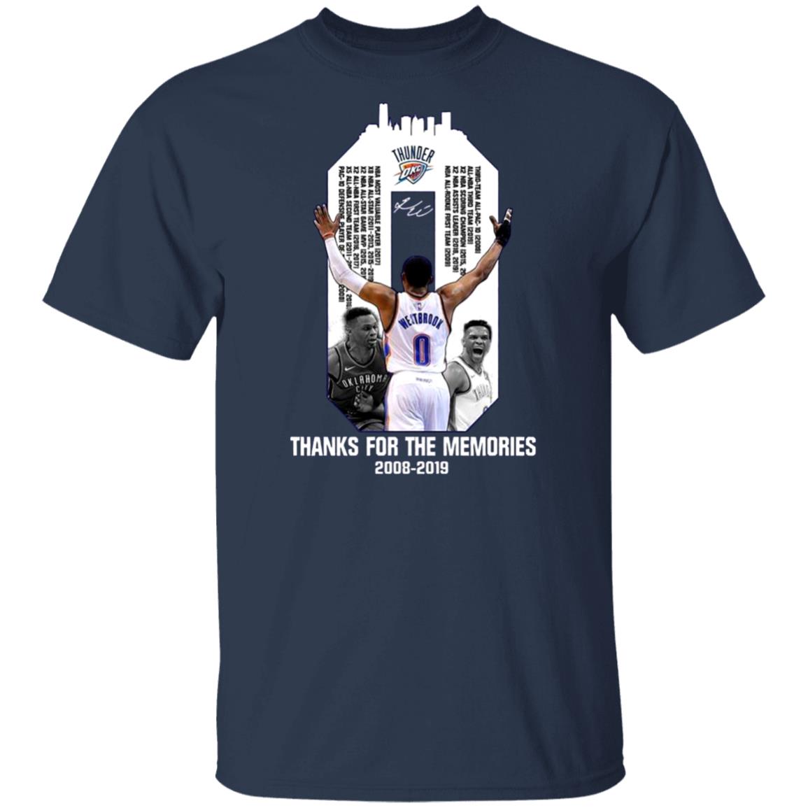 Oklahoma-City-Thunder-Russell-Westbrook-Thanks-For-The-Memories-2008-2019 G500 Gildan 5.3 Oz. T-Shirt
