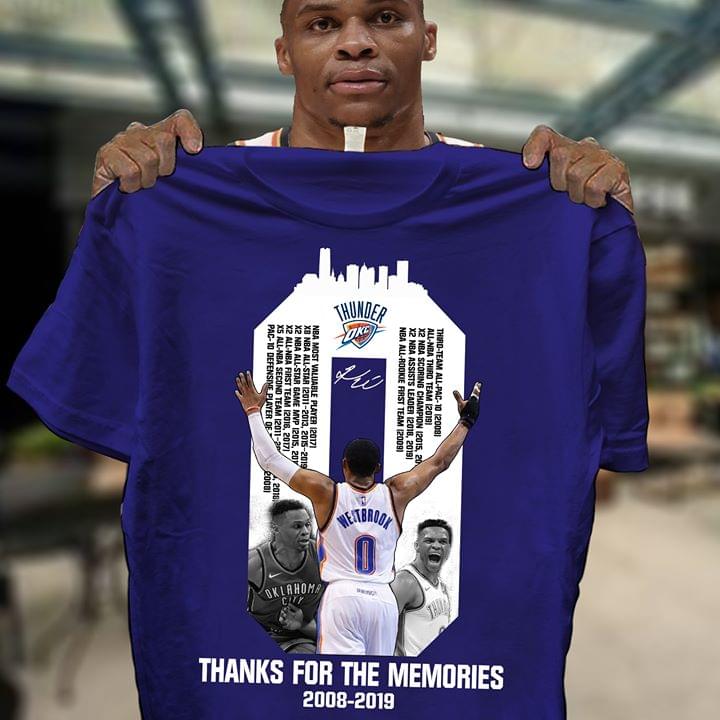 Oklahoma City Thunder Russell Westbrook Thanks For The Memories 2008-2019 T-Shirt