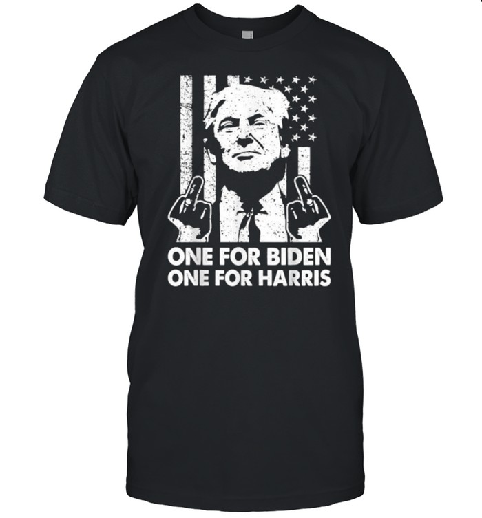 One For Biden One For Harris Trump Middle Finger American Flag Republican T-Shirt