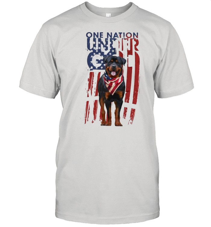 One Nation Under God Rottweiler American Flag T-Shirt