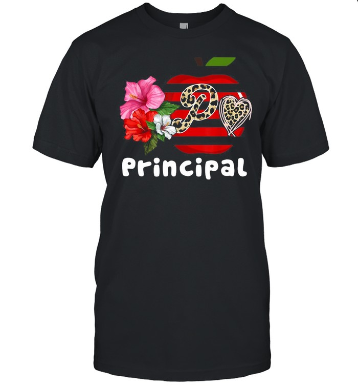P Is For Principal Teacher Apple Floral T-Shirt