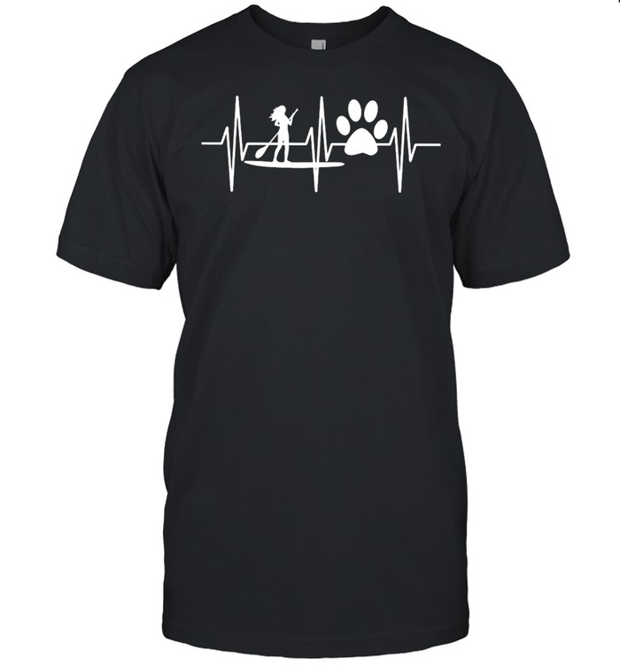 Paddleboard Dog Lover Heartbeat T-Shirt