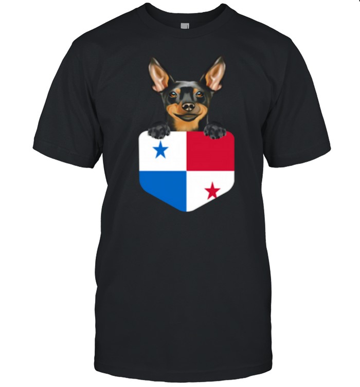 Panama Flag Miniature Pinscher Dog In Pocket T-Shirt