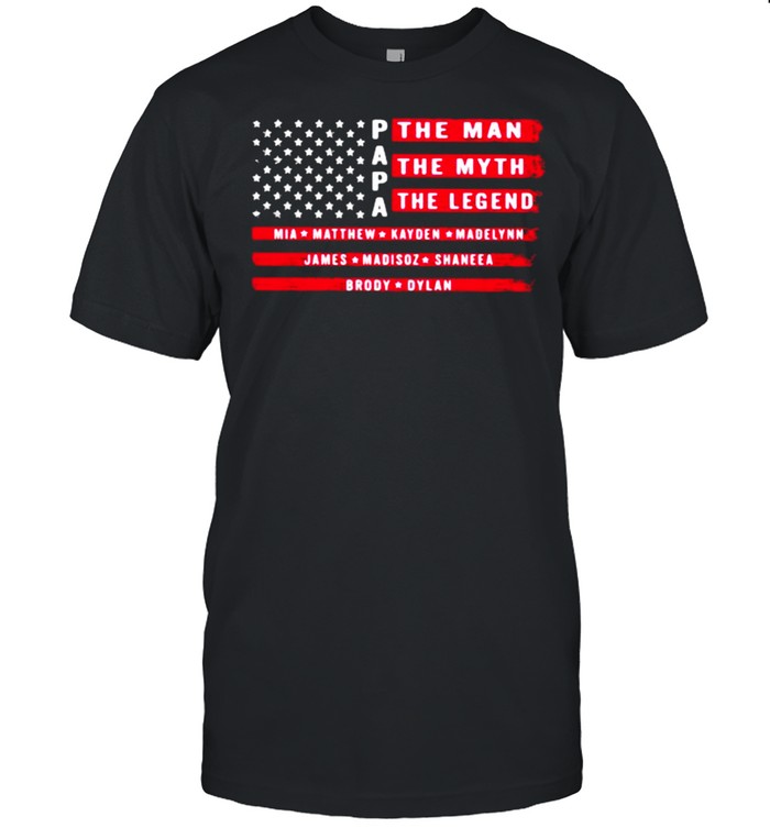 Papa The Man The Myth The Legend American Flag T-Shirt