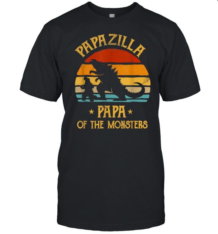 Papazilla Papa Of Monsters Grandpa Halloween Christmas Vintage T-Shirt Papazilla Papa Of Monsters Grandpa Halloween Christmas Vintage T-Shirt