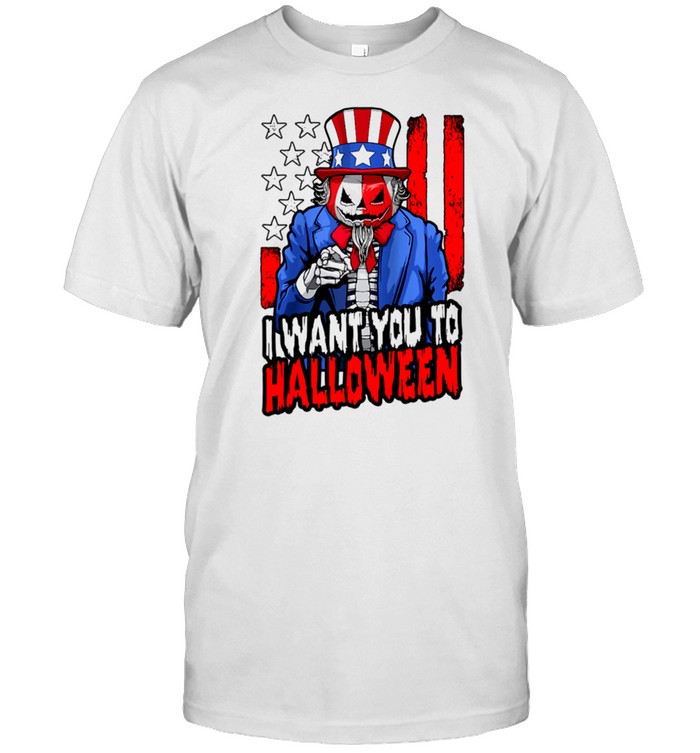 Patriotic Halloween Zombie Uncle Sam Pumpkin Usa Flag T-Shirt
