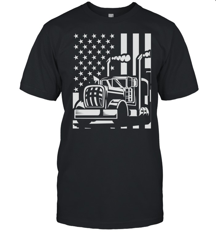 Patriotic Truck Driver Trucker 18 Wheeler American Flag T-Shirt