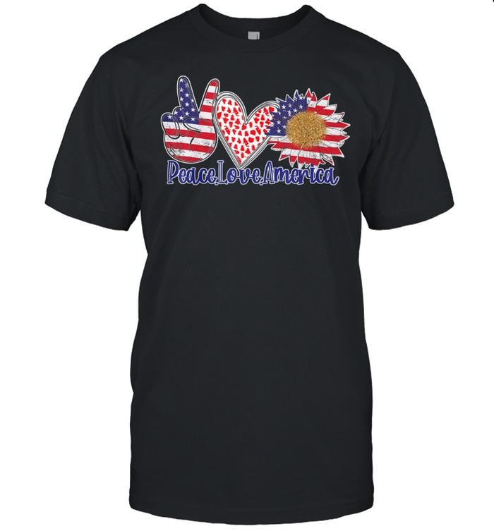 Peace Love America 4Th July Patriotic Sunflower Heart Us 2021 T-Shirt Peace Love America 4Th July Patriotic Sunflower Heart Us 2021 T-Shirt