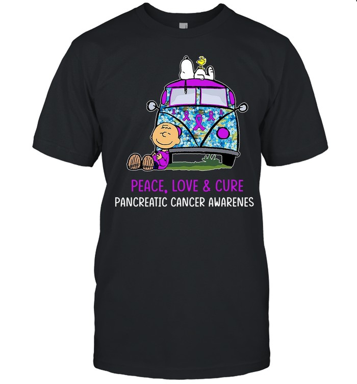 Peace Love And Cure Pancreatic Cancer Awareness T-Shirt Peace Love And Cure Pancreatic Cancer Awareness T-Shirt