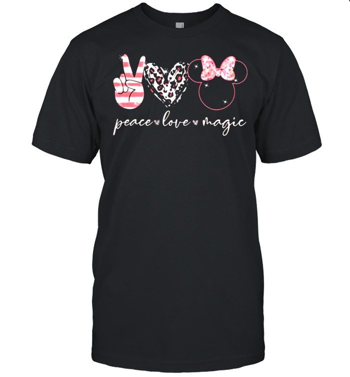 Peace Love Magic Mouse Disney Leopard T-Shirt