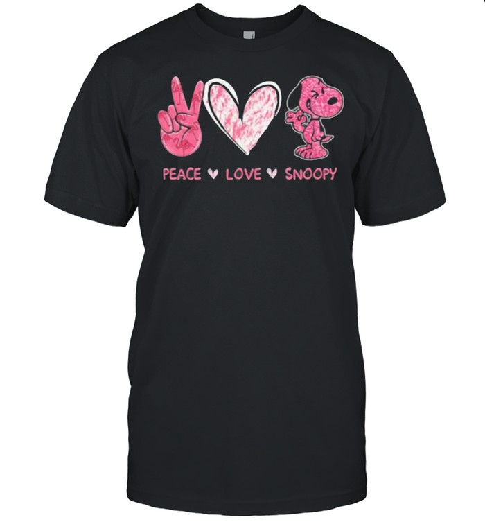 Peace Love Snoopy Pink Heart T-Shirt