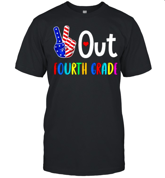 Peace Out Fourth Grade Last Day Of School 4Th Grade Us Flag T-Shirt