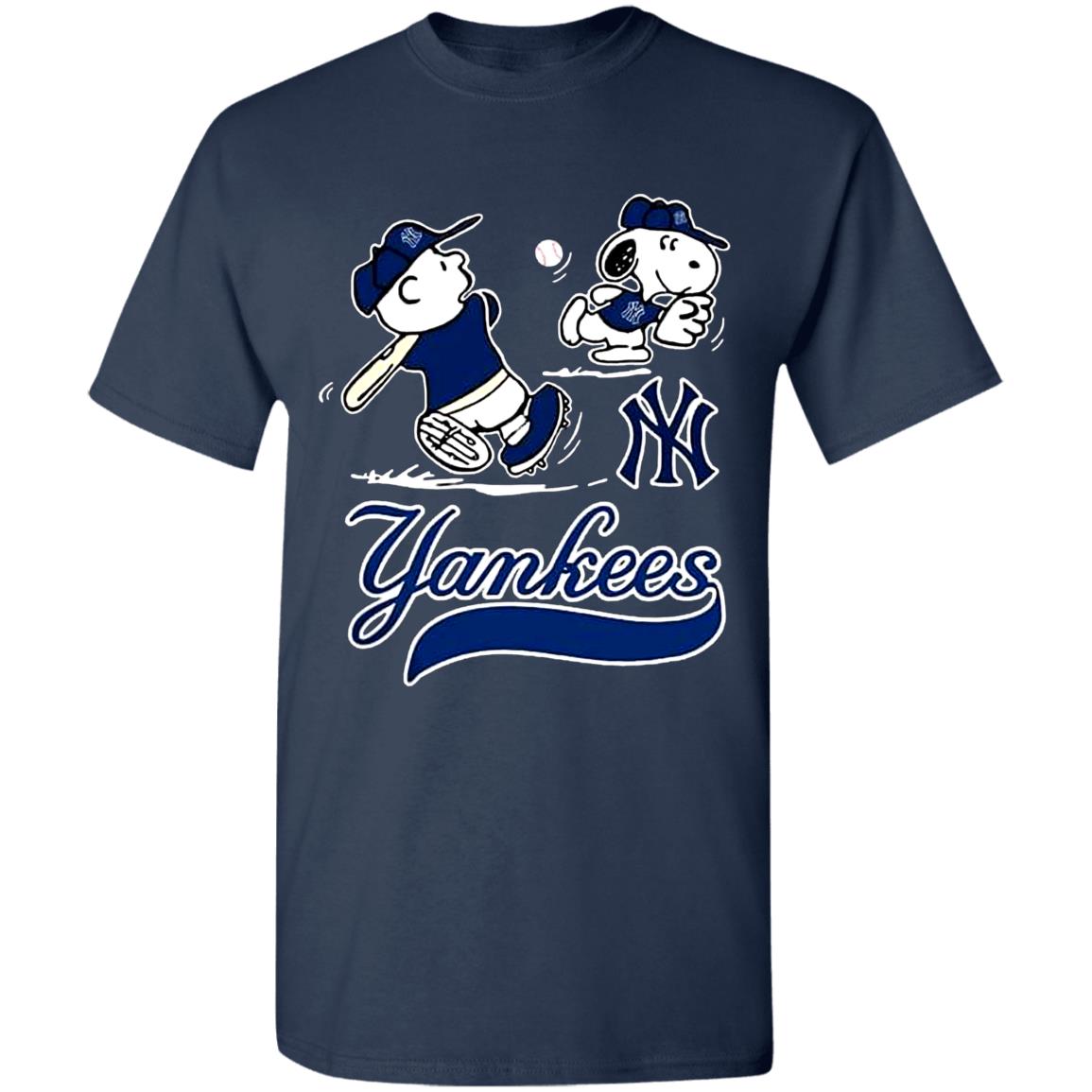 Peanuts-Charlie-Brown-And-Snoopy-Playing-Baseball--York-Yankees G500 Gildan 5.3 Oz. T-Shirt