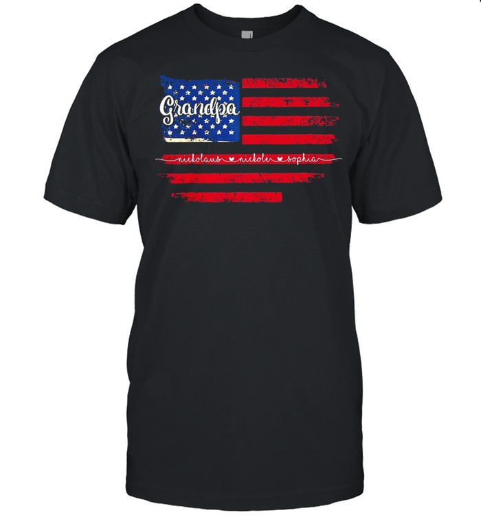 Personalized Grandpa American Flag T-Shirt Personalized Grandpa American Flag T-Shirt