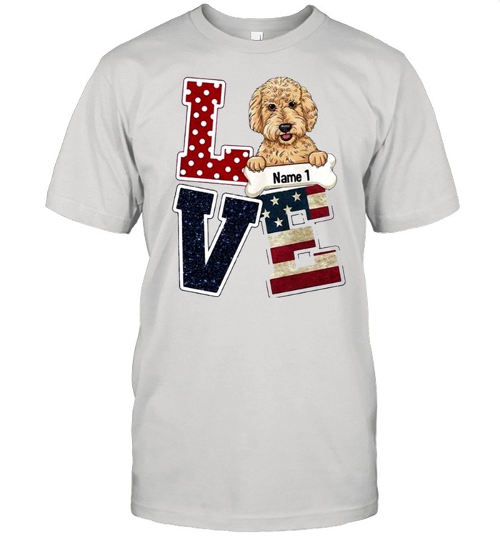 Personalized Love Dog American Flag T-Shirt Personalized Love Dog American Flag T-Shirt