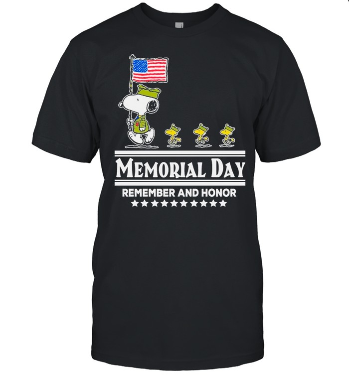 Snoopy And Woodstock Abbey Road Memorial Day Remember And Honor T-Shirt