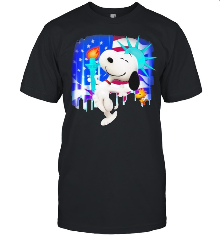 Snoopy And Woodstock American Flag T-Shirt Snoopy And Woodstock American Flag T-Shirt